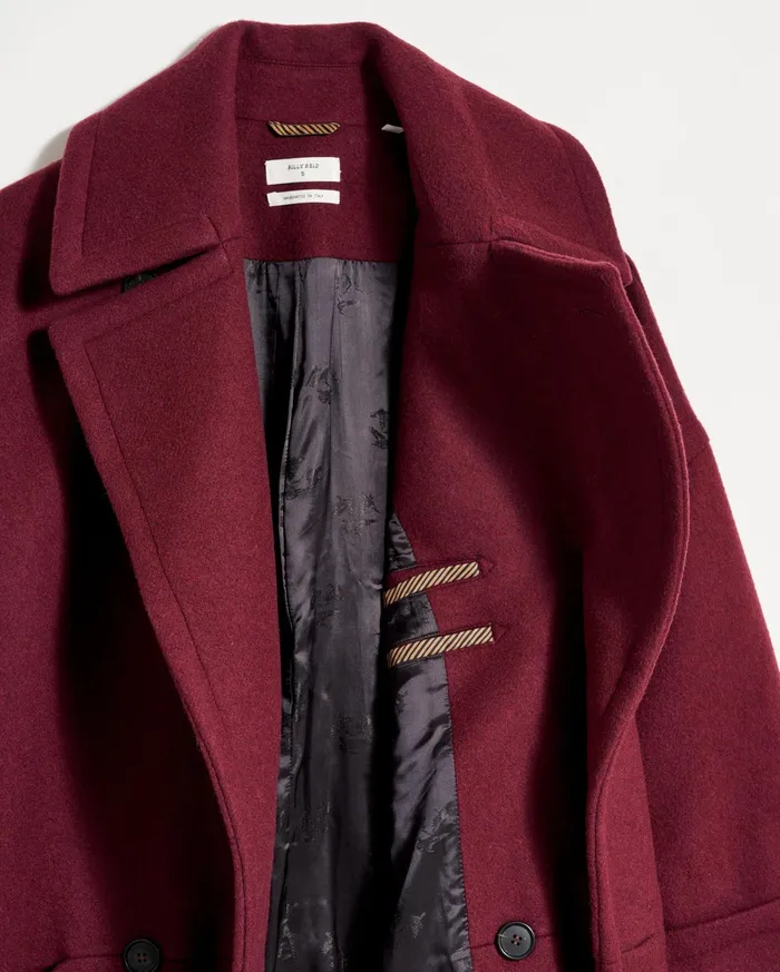 Women Jackets and Outerwear Billy Reid Cocoon Coat Solid Burgundy