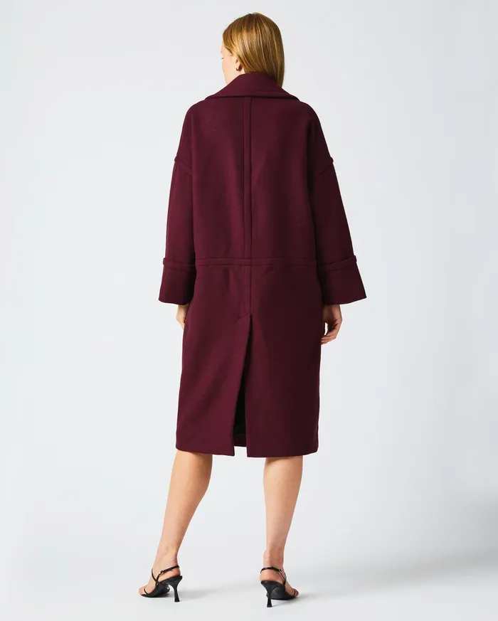 Women Jackets and Outerwear Billy Reid Cocoon Coat Solid Burgundy