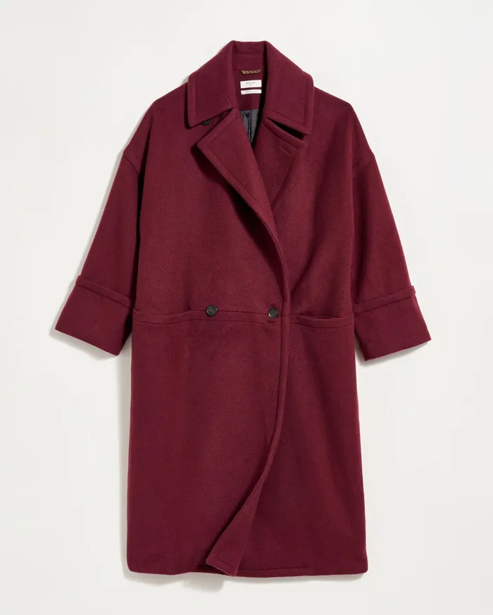 Women Jackets and Outerwear Billy Reid Cocoon Coat Solid Burgundy