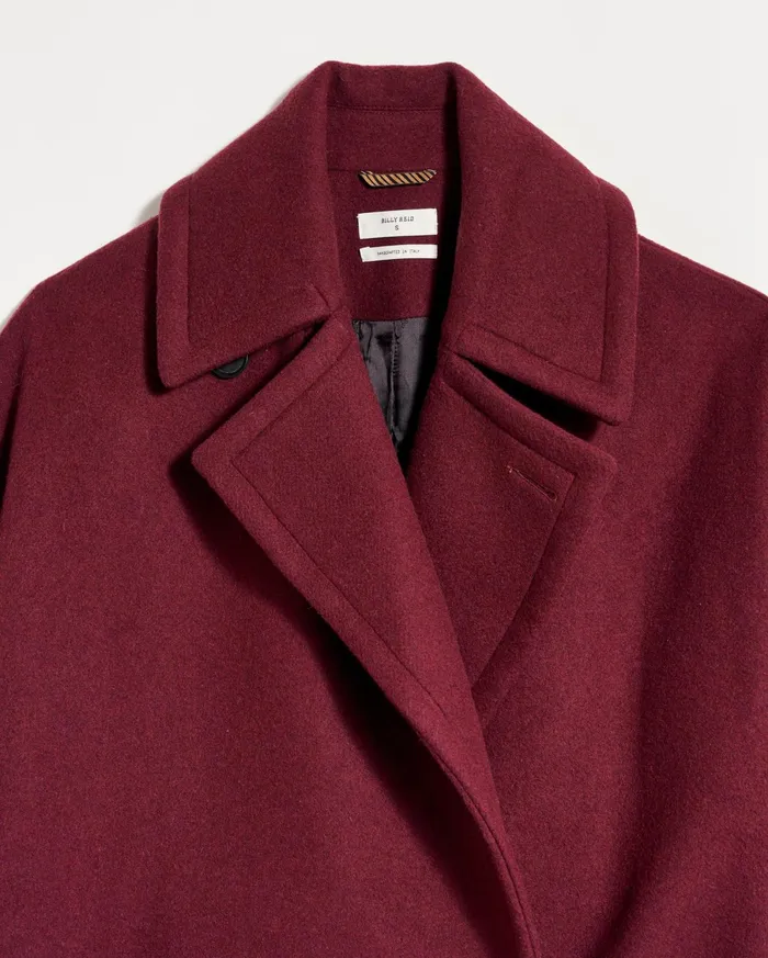 Women Jackets and Outerwear Billy Reid Cocoon Coat Solid Burgundy