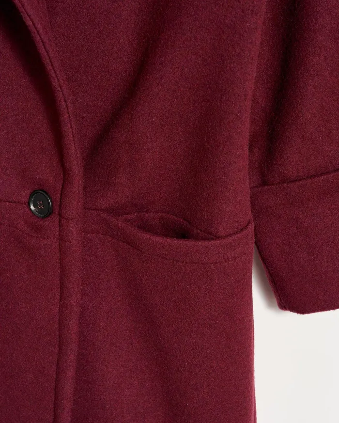 Women Jackets and Outerwear Billy Reid Cocoon Coat Solid Burgundy