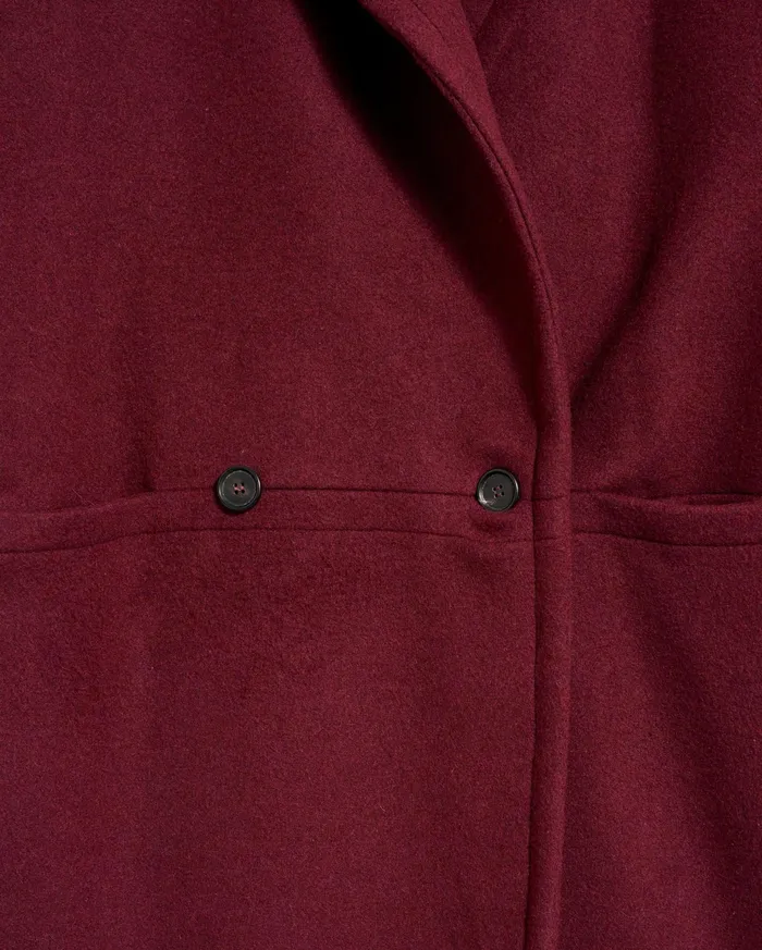 Women Jackets and Outerwear Billy Reid Cocoon Coat Solid Burgundy