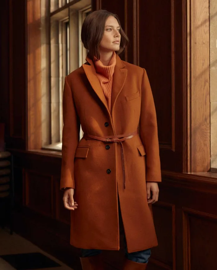 Women Jackets and Outerwear Billy Reid Peak Lapel Crombie Gingerbread
