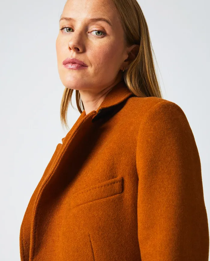 Women Jackets and Outerwear Billy Reid Peak Lapel Crombie Gingerbread