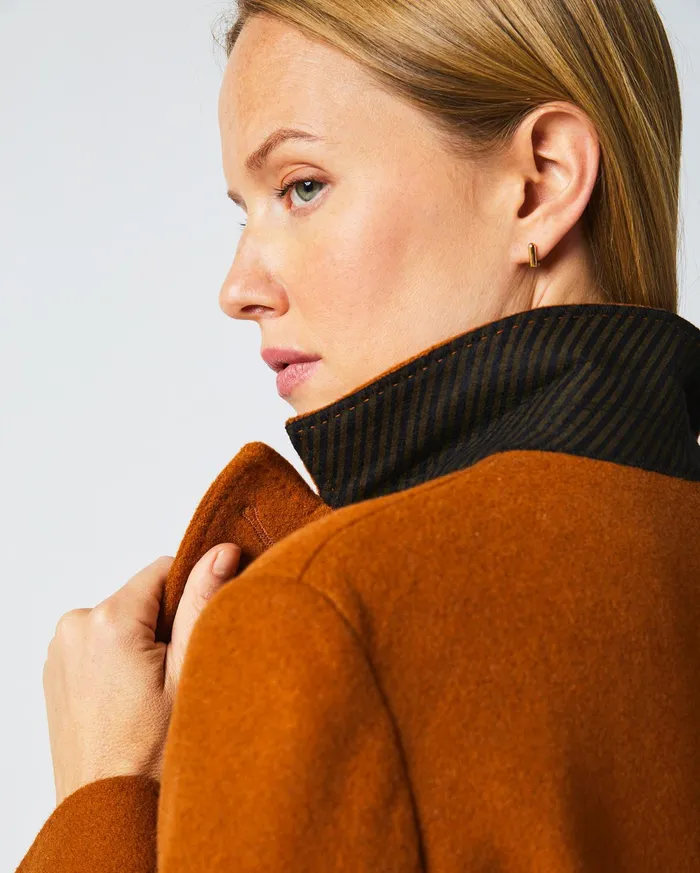 Women Jackets and Outerwear Billy Reid Peak Lapel Crombie Gingerbread