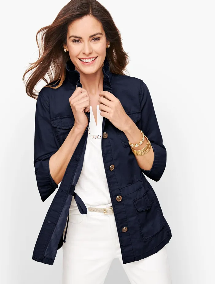 Women Jackets And Blazers Talbots Classic Casual Jacket Indigo