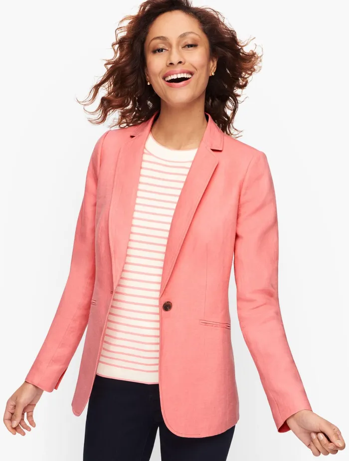 Women Jackets And Blazers Talbots Classic Linen Blazer Flax