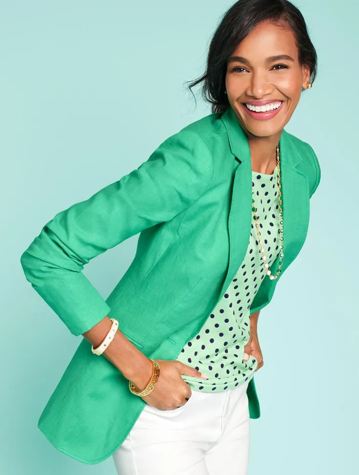 Women Jackets And Blazers Talbots Classic Linen Blazer Flax