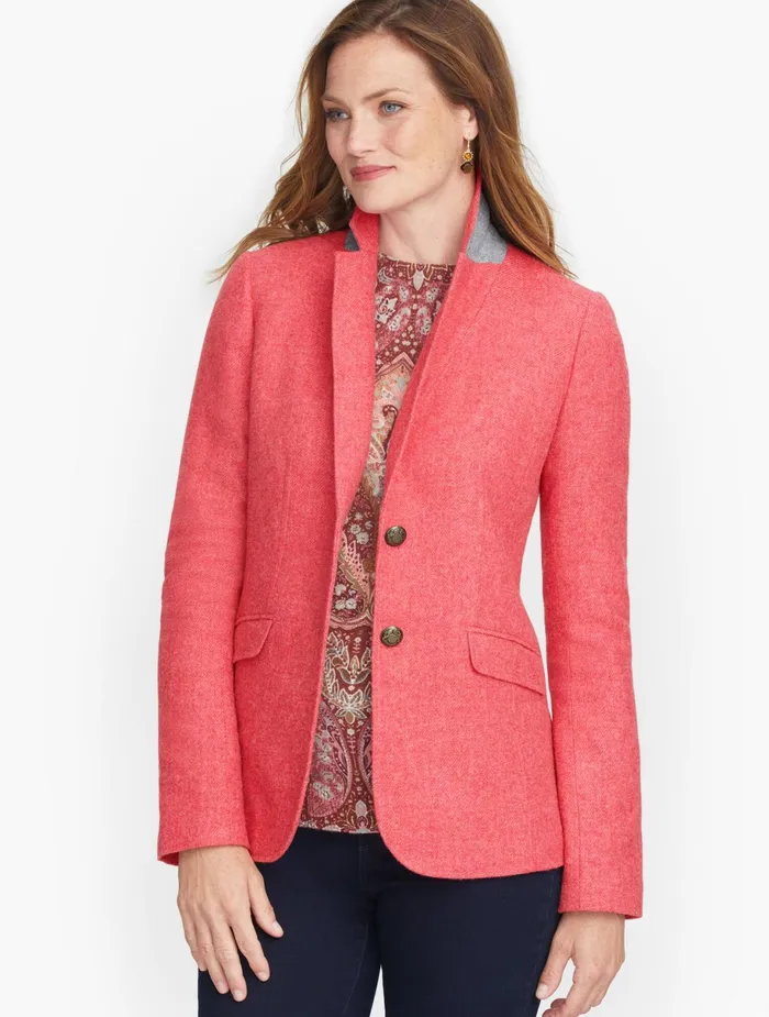Women Jackets And Blazers Talbots Classic Shetland Blazer Darling Pink