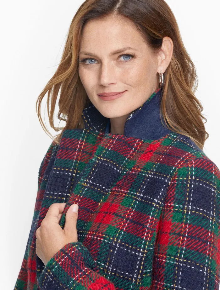 Women Jackets And Blazers Talbots Classic Shetland Blazer Red Pop Multi