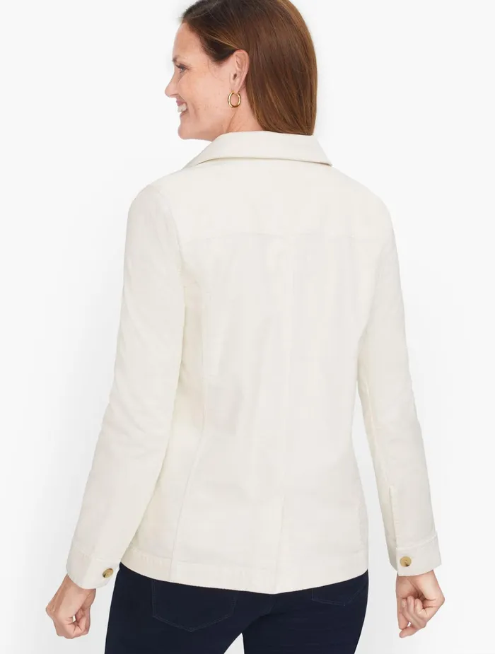 Women Jackets And Blazers Talbots Corduroy Utility Jacket Indigo Blue