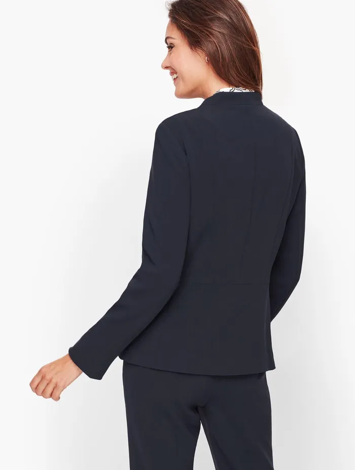 Women Jackets And Blazers Talbots Easy Travel Stand Collar Blazer Black