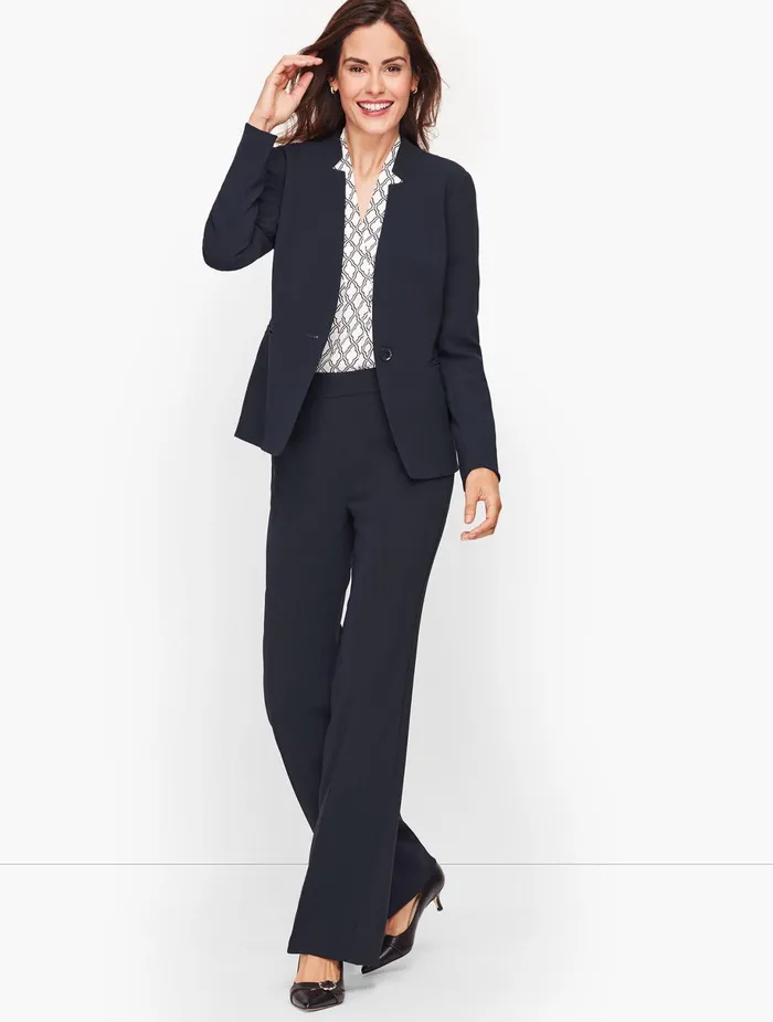 Women Jackets And Blazers Talbots Easy Travel Stand Collar Blazer Black