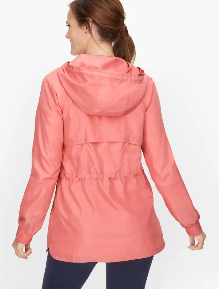 Women Jackets And Blazers Talbots Hooded Cinched Waist Woven Jacket Preppy Pink