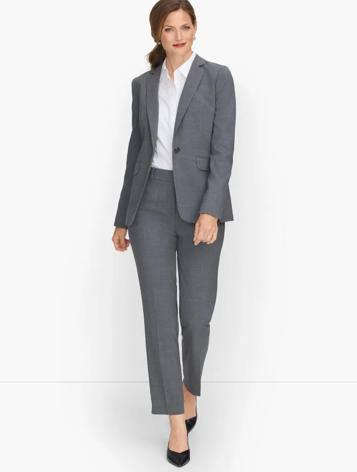 Women Jackets And Blazers Talbots Luxe Wool Single Button Blazer Grey Melange