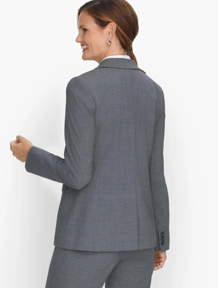 Women Jackets And Blazers Talbots Luxe Wool Single Button Blazer Grey Melange