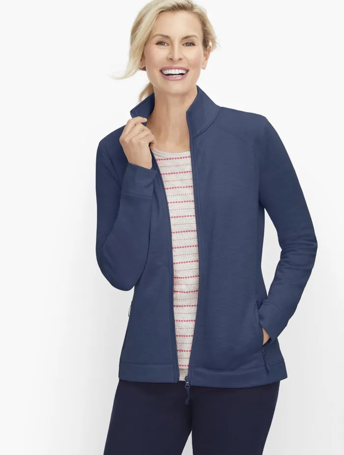 Women Jackets And Blazers Talbots Scuba Jacket Indigo