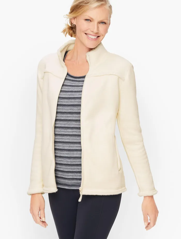 Women Jackets And Blazers Talbots Sherpa Yoke Trim Jacket