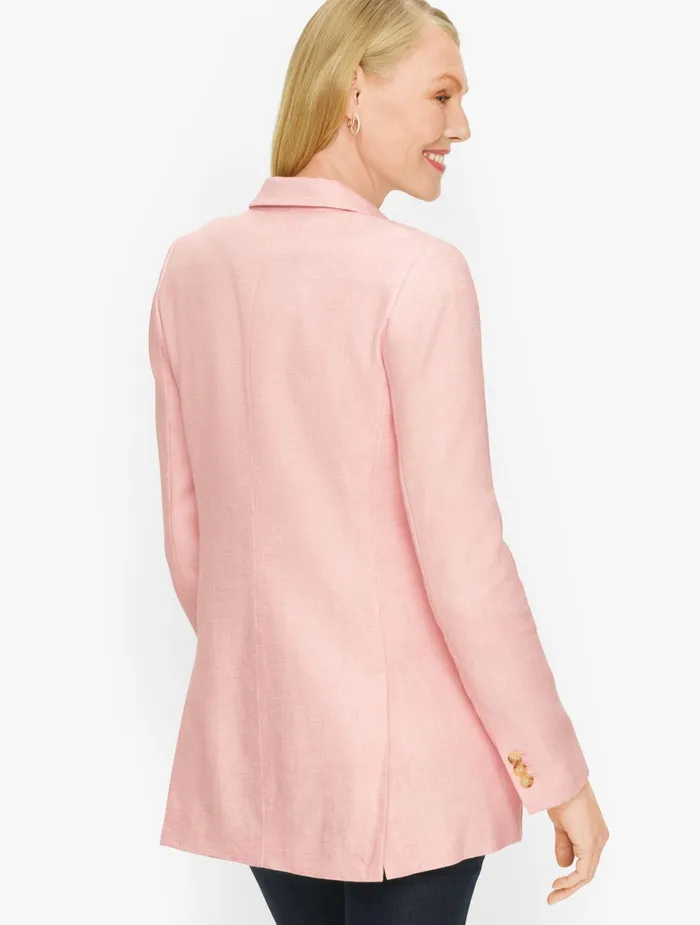 Women Jackets And Blazers Talbots Summer Hopsack Blazer Scallop Pink Multi