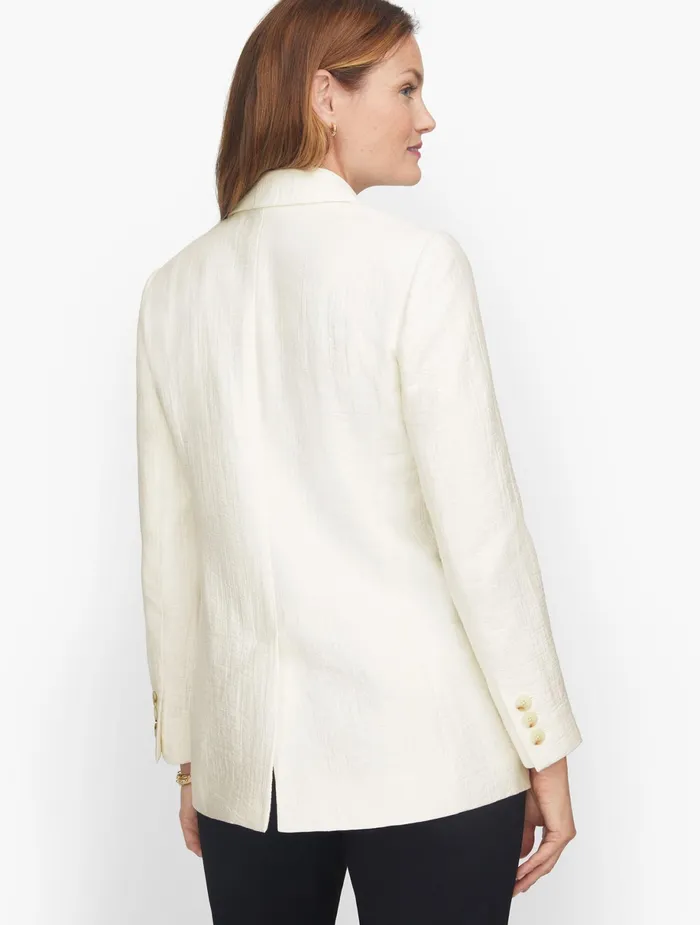 Women Jackets And Blazers Talbots Textured Double Breasted Blazer Ivory