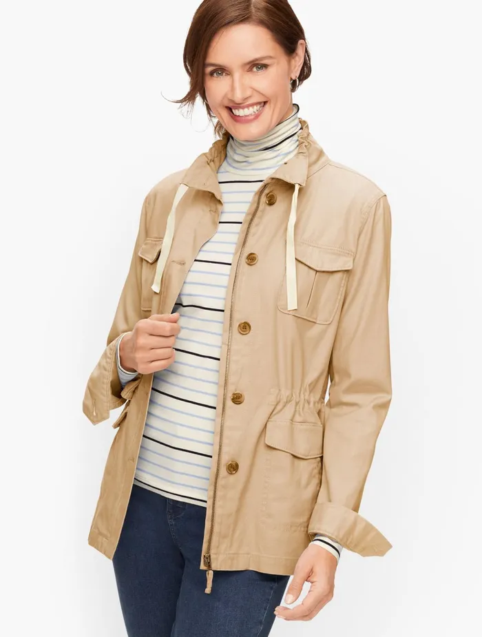 Women Jackets And Blazers Talbots Twill Field Jacket Aloe Green