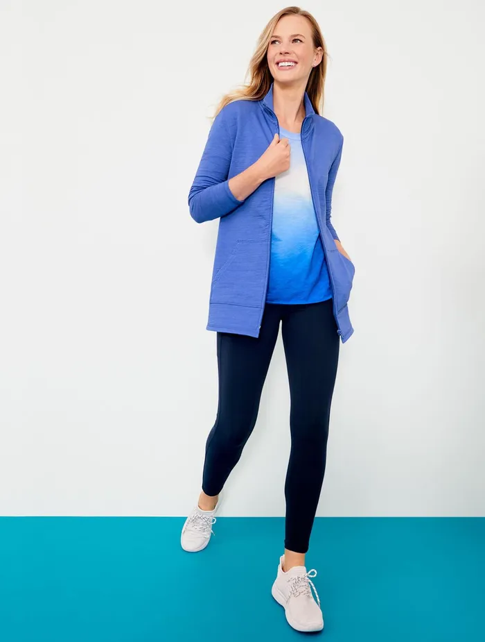 Women Jackets And Blazers Talbots UPF 50 Slub Terry Jacket Gulf Stream
