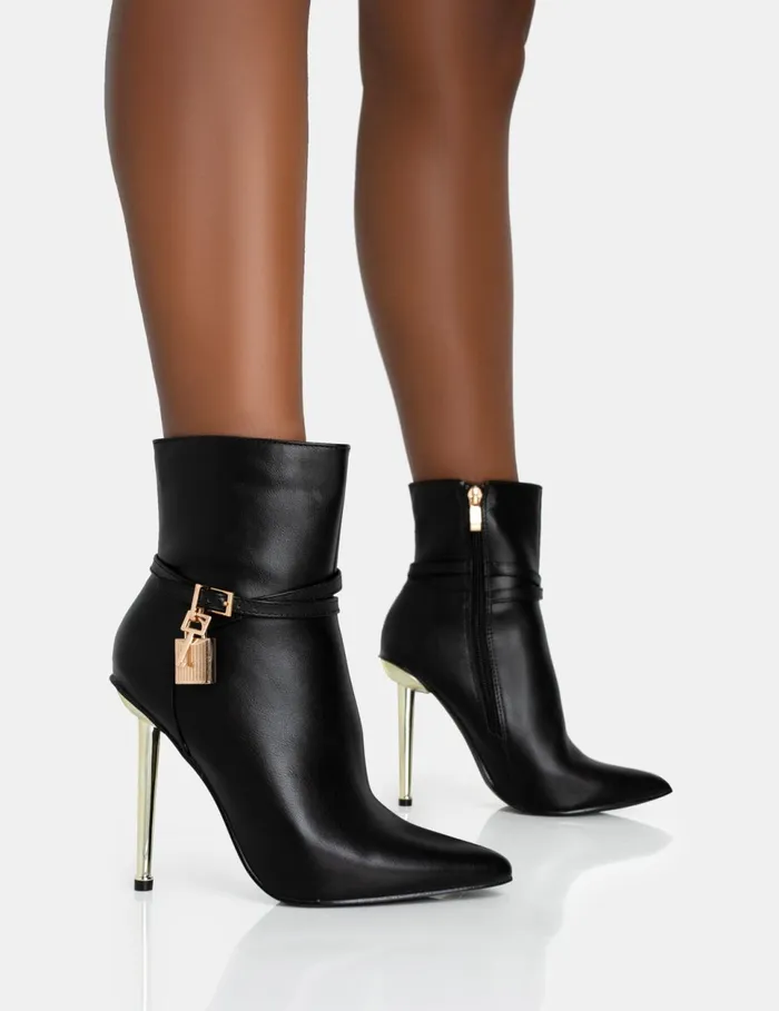 Women Jalan Black Pu Padlock Detail Pointed Toe Gold Stiletto Heel Ankle Boots Black Public Desire Ankle Boots Women Jalan Black Pu Padlock Detail Pointed Toe Gold Stiletto Heel Ankle Boots Black Public Desire Ankle Boots