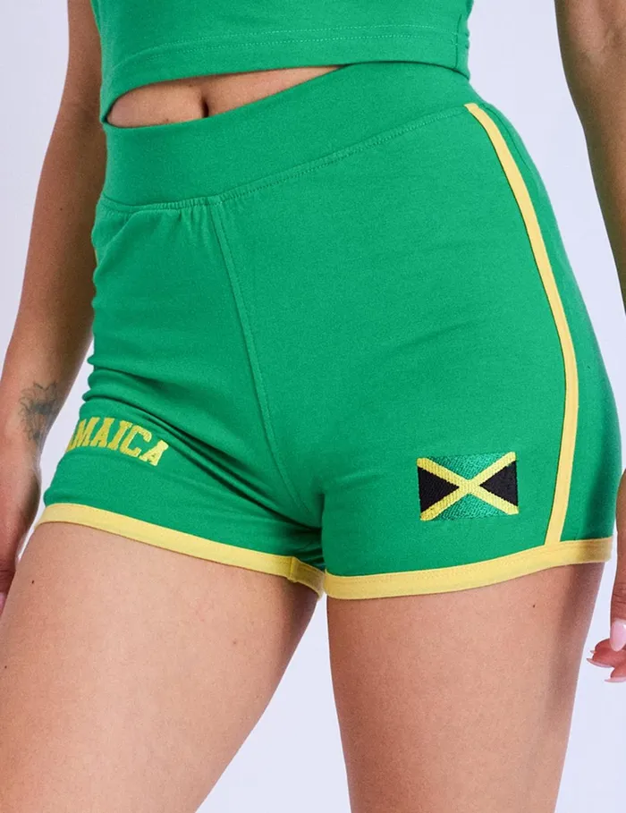 Women Jamaica Contrast Trim Mini Shorts Green Green Public Desire Shorts