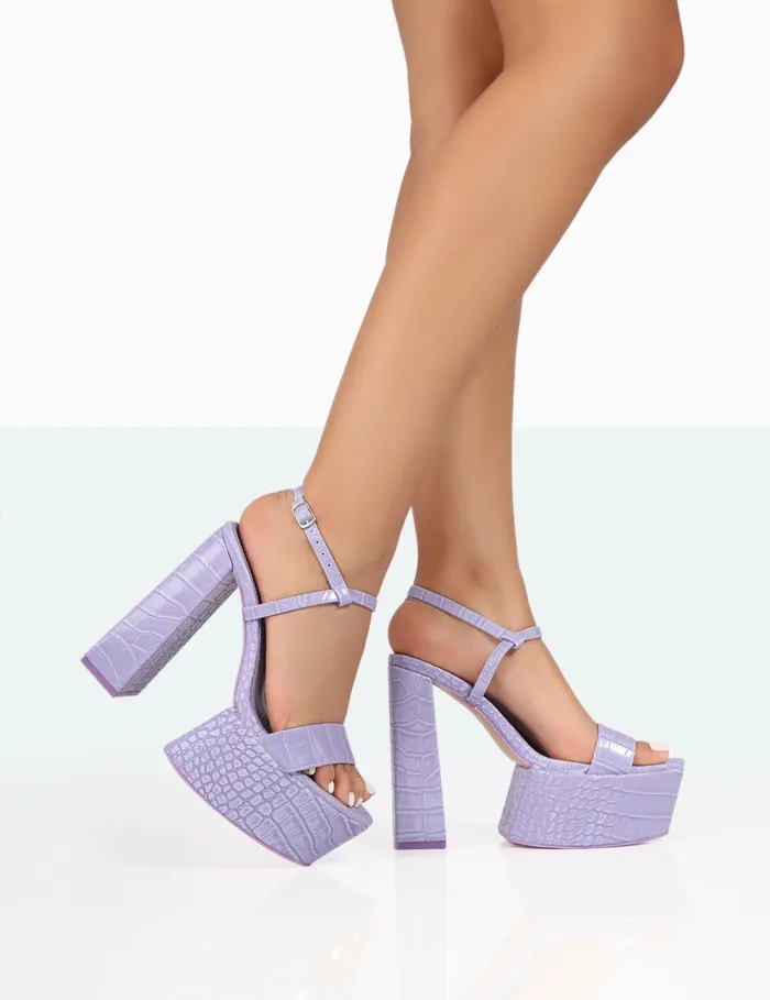 Women Jesse Purple Croc Platform Block High Heels Purple Public Desire Block Heels Women Jesse Purple Croc Platform Block High Heels Purple Public Desire Block Heels