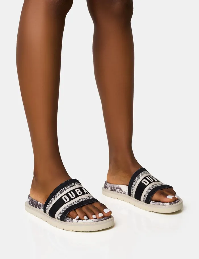 Women Jet Set Black Dubai Embroidered Sandals Black Public Desire Holiday