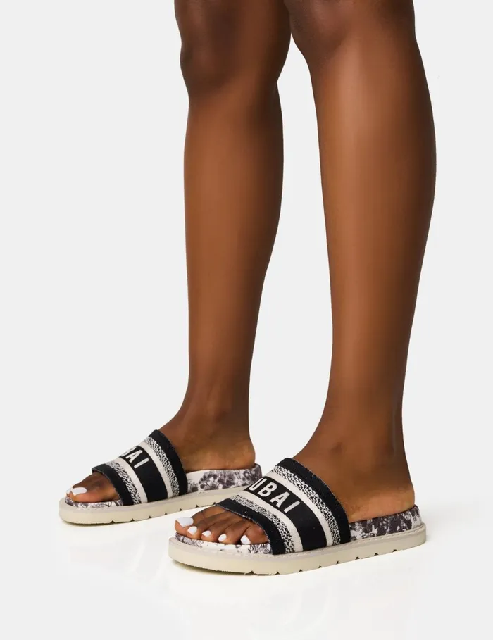 Women Jet Set Black Dubai Embroidered Sandals Black Public Desire Holiday