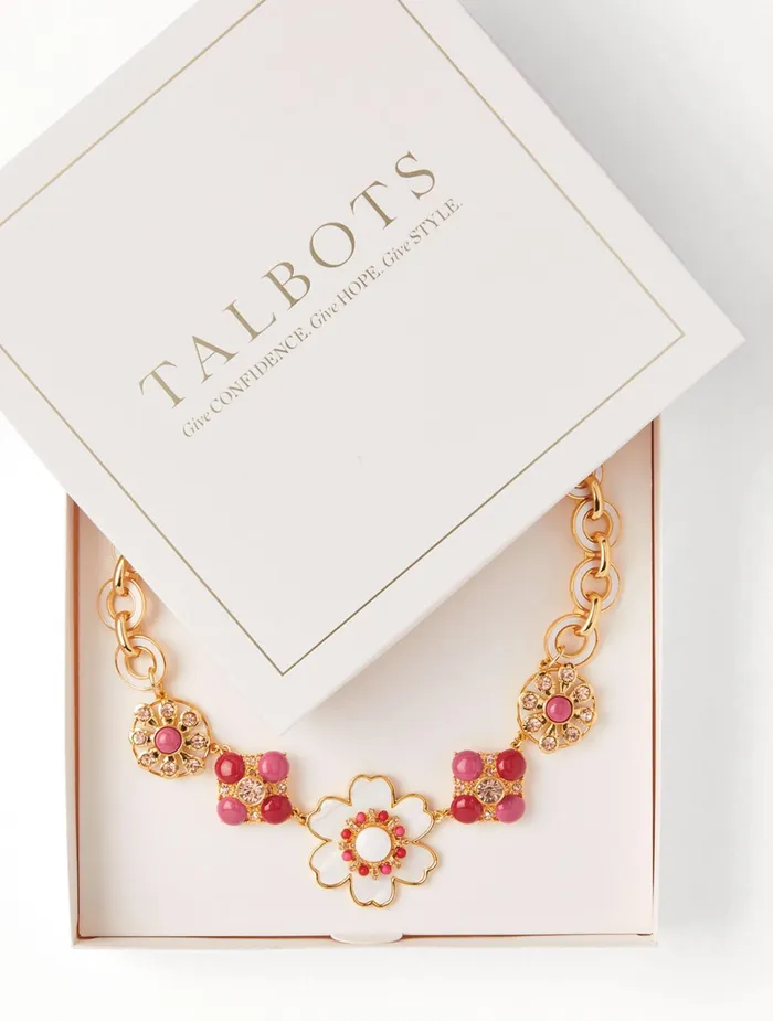 Women Jewelry Talbots Beautiful Blooms Necklace Whitegold