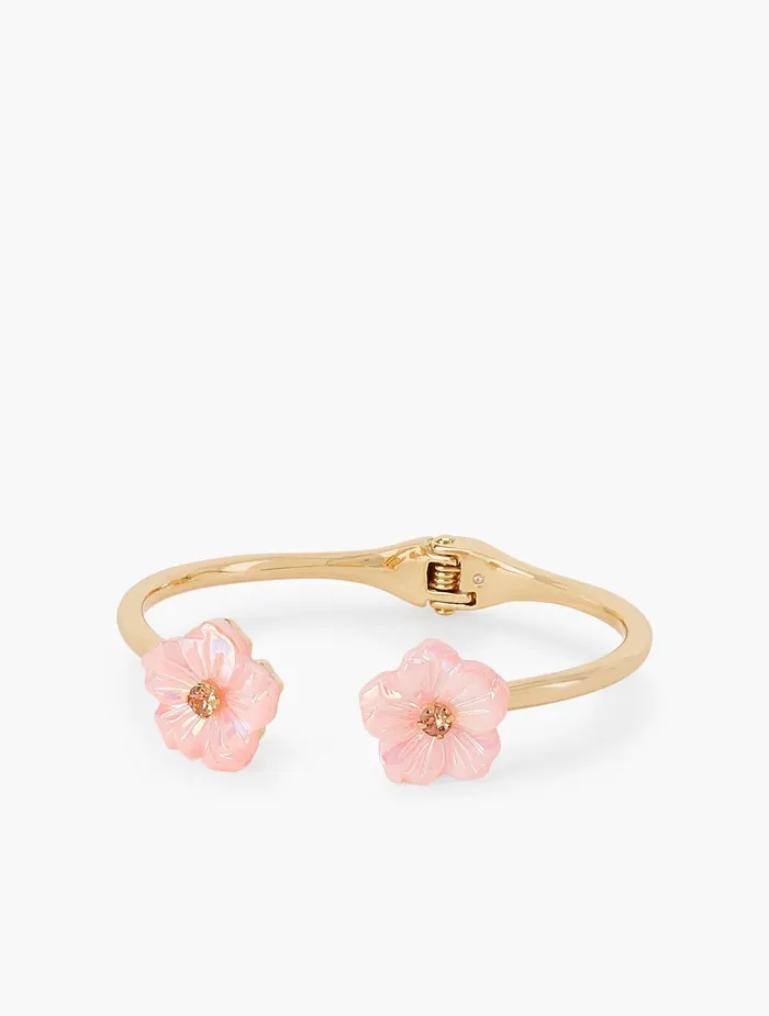 Women Jewelry Talbots Carved Flower Bangle Blush Pink12k Gold