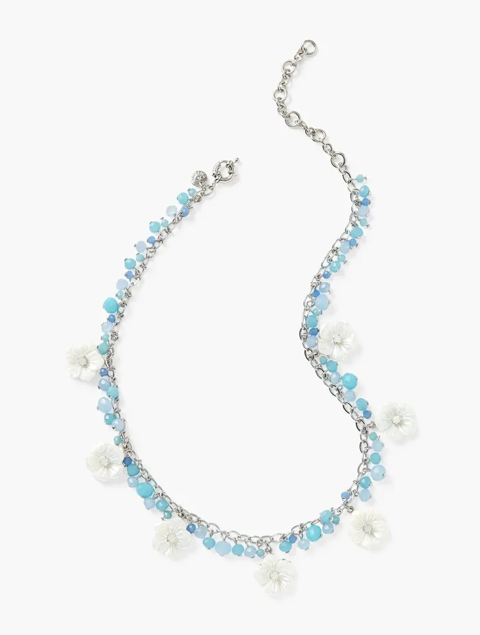 Women Jewelry Talbots Carved Flower Statement Necklace Whiteim Rhod