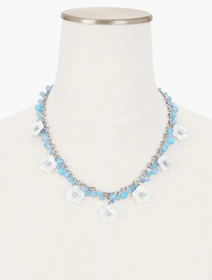 Women Jewelry Talbots Carved Flower Statement Necklace Whiteim Rhod