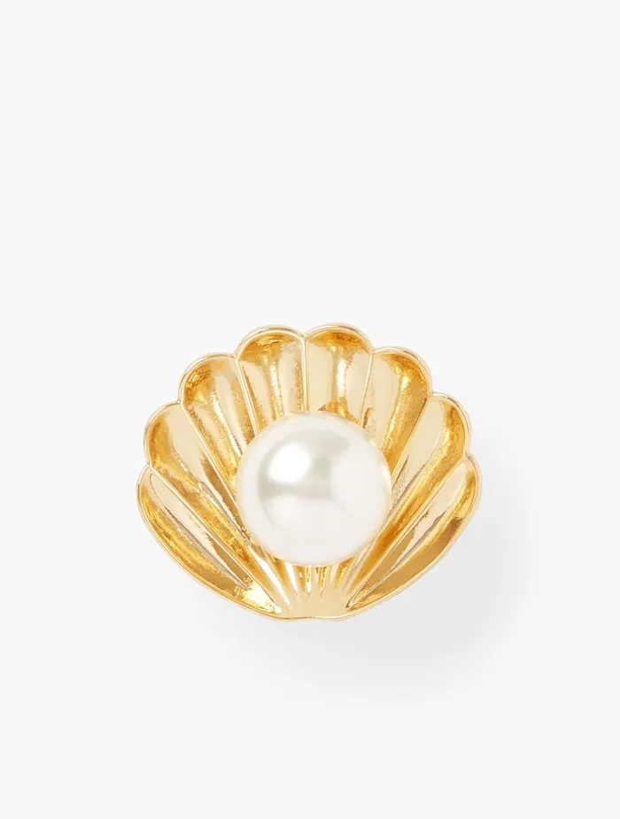 Women Jewelry Talbots Classic Shell Brooch Ivory Pearl12k Gold