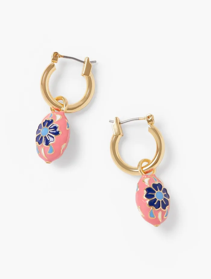Women Jewelry Talbots Cloisonn Flower Earrings Preppy Pink Multi