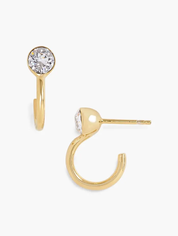 Women Jewelry Talbots Crystal and Vermeil Plated Sterling Earrings Goldcrystal