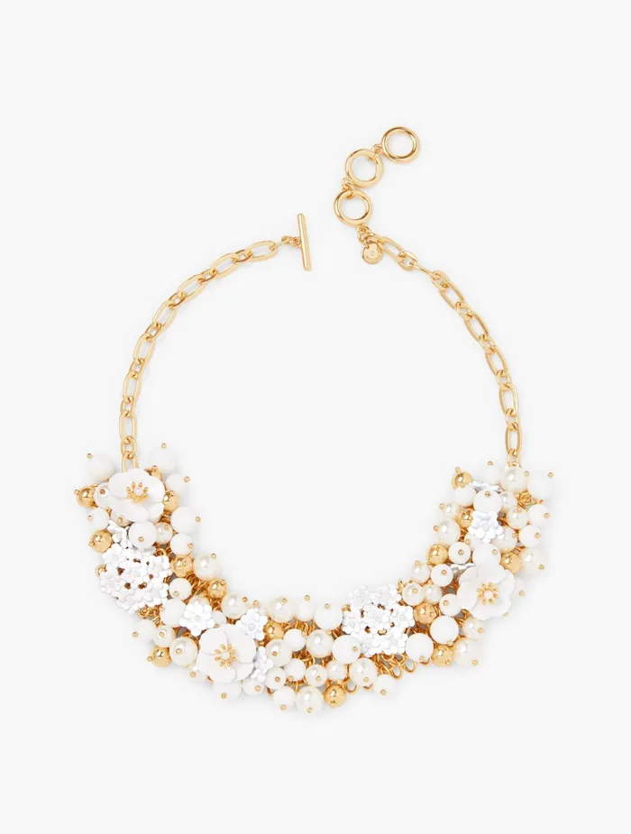 Women Jewelry Talbots Ditsy Floral Enamel Statement Necklace Whitegold