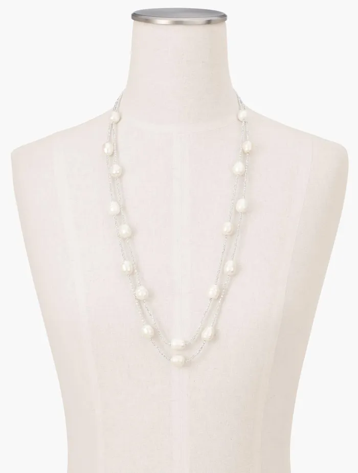 Women Jewelry Talbots Double Strand Baroque Pearl Necklace Ivory Pearl