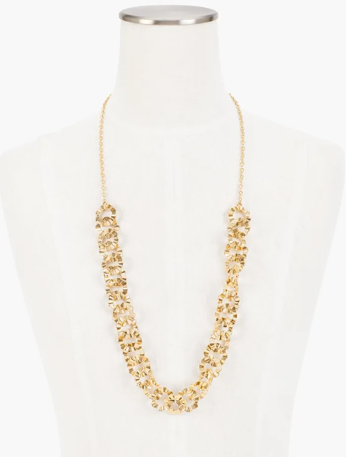 Women Jewelry Talbots Flower Power Long Necklace Metalgold