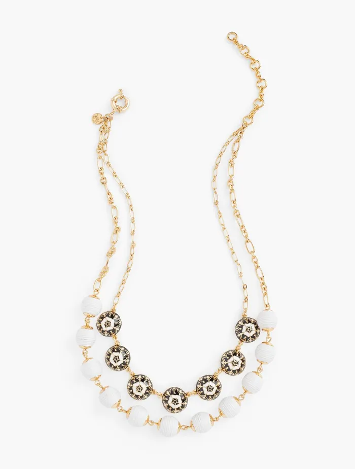 Women Jewelry Talbots Layered Wrap Bead Necklace Black Multi