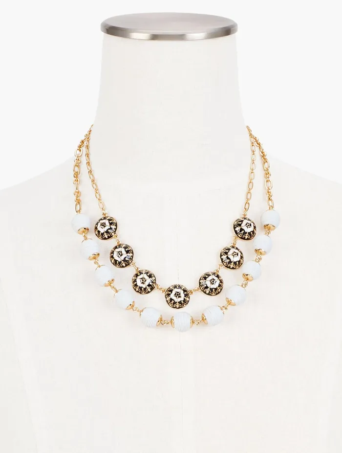 Women Jewelry Talbots Layered Wrap Bead Necklace Black Multi