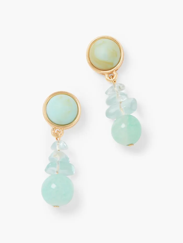 Women Jewelry Talbots Mixed Stone Earrings Willow Green