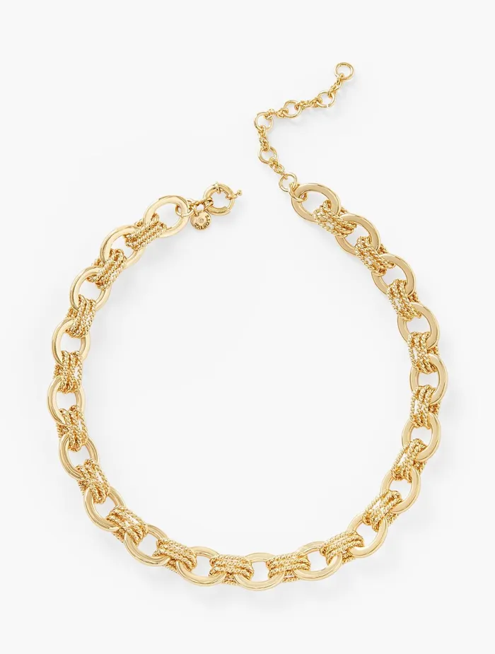 Women Jewelry Talbots Mixed Texture Links Necklace Metal12k Gold