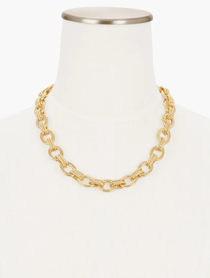 Women Jewelry Talbots Mixed Texture Links Necklace Metal12k Gold