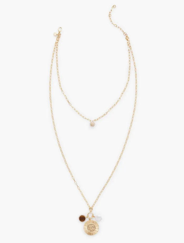 Women Jewelry Talbots Mon Cheri Charm Necklace Tigers Eyegold