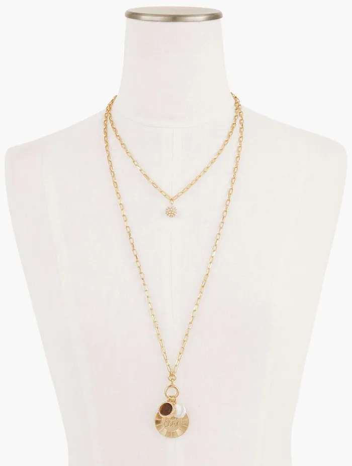 Women Jewelry Talbots Mon Cheri Charm Necklace Tigers Eyegold