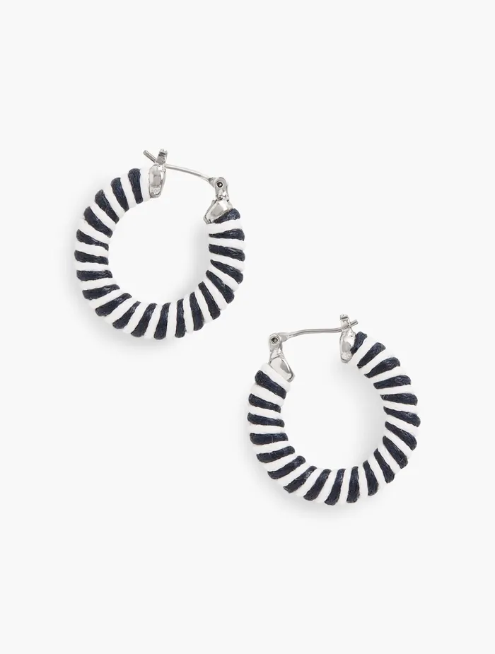 Women Jewelry Talbots Thread Wrapped Hoop Earrings Indigo Multi