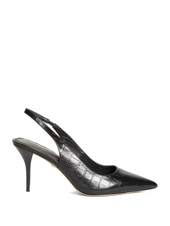 Women Juna Crocodile Sling Back Heel Black Marciano Shoes Women Juna Crocodile Sling Back Heel Black Marciano Shoes